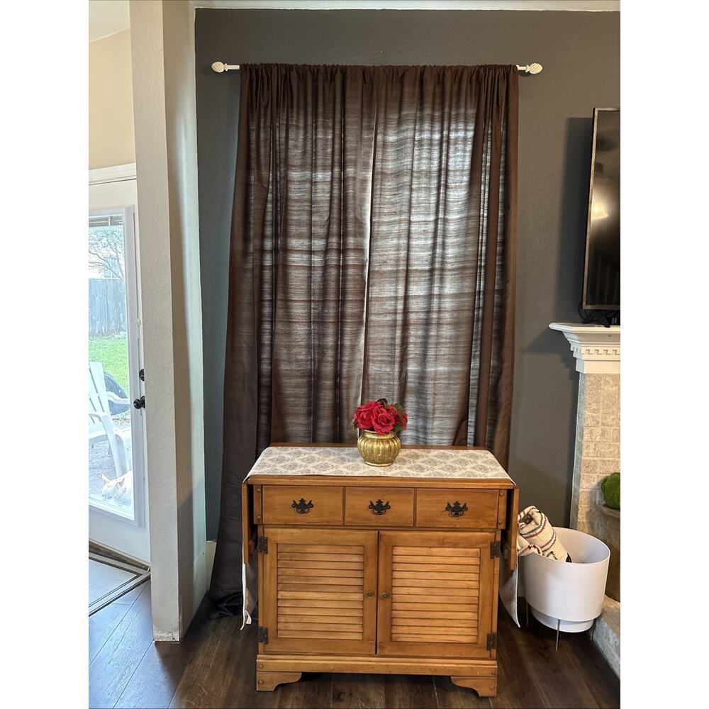 POTTERY BARN 2 Silk Dupioni Drape Curtain 108" Lined Panels Espresso Sun Fading - Picture 3 of 14